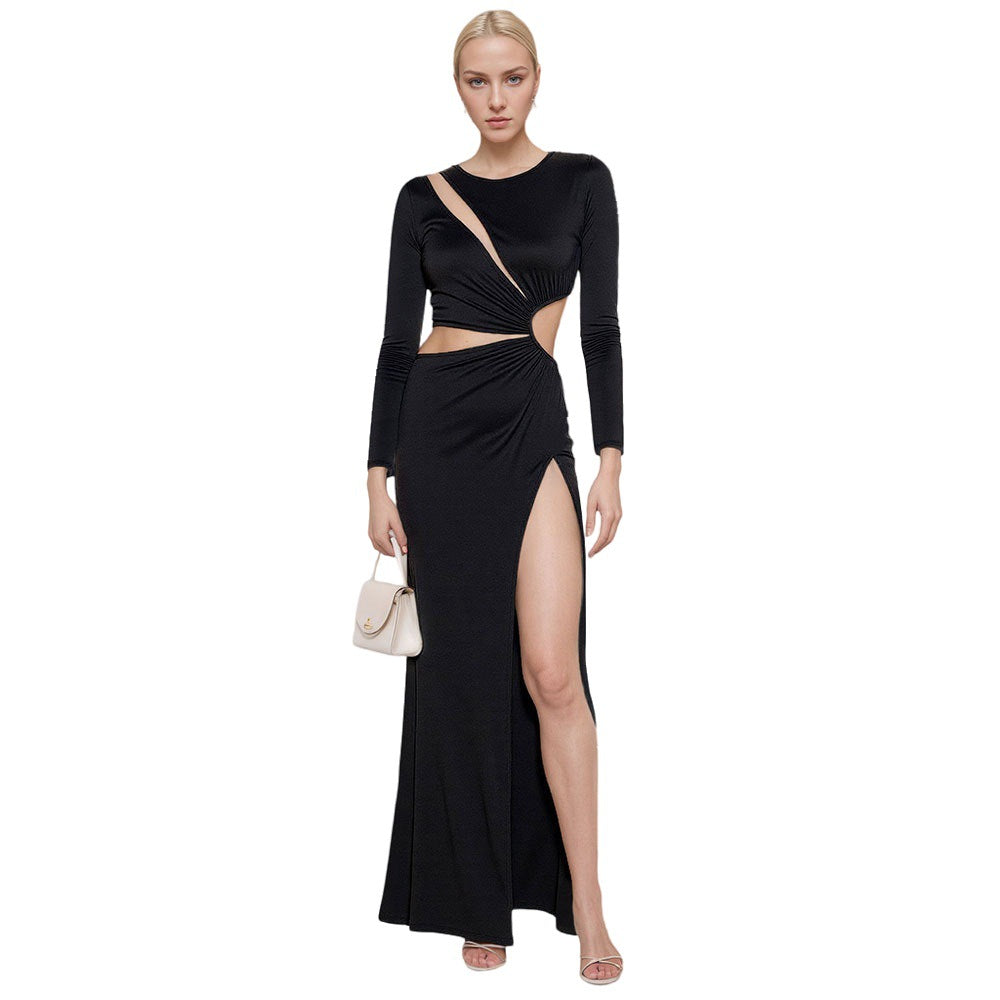 Damen Maxikleid Cut-Out mit Taillierung und hohem Schlitz Norvielle