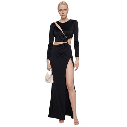 Damen Maxikleid Cut-Out mit Taillierung und hohem Schlitz Norvielle