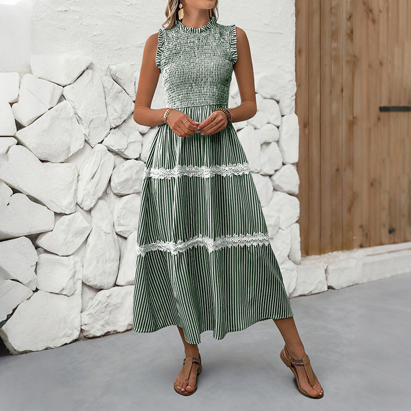 Damen Maxikleid Gestreift Voluminöse Rüschen Norvielle