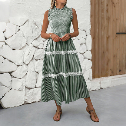 Damen Maxikleid Gestreift Voluminöse Rüschen Norvielle