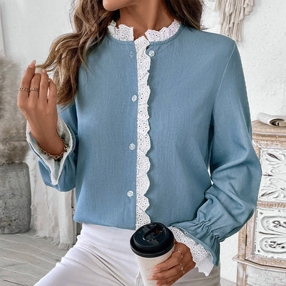 Damen Bluse Rüschen Knopf Norvielle - Norvielle