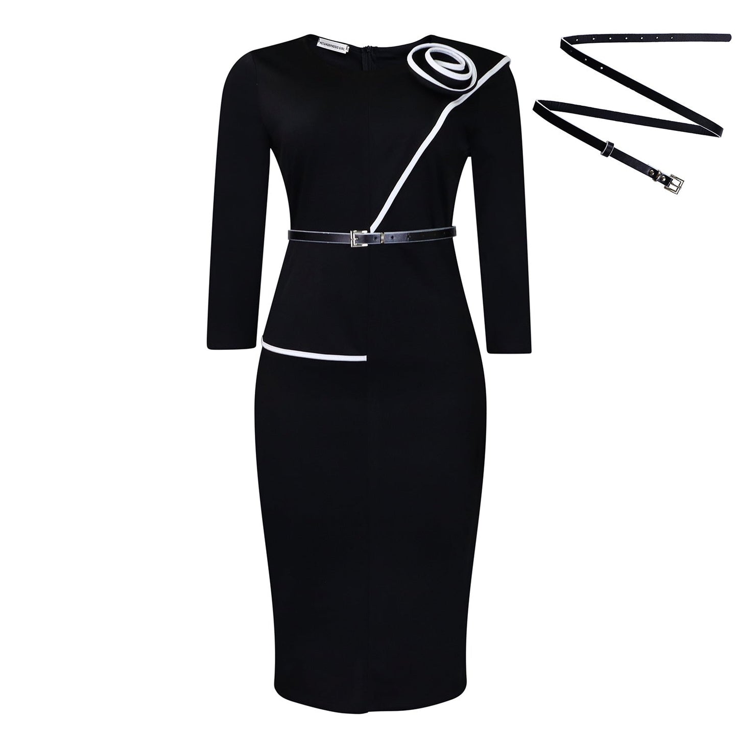 Damen Etuikleid mit Gürtel Modern