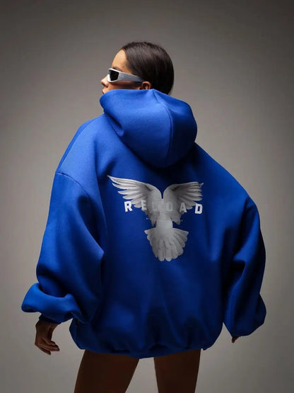 Damen Oversized Kapuzenpullover mit Rückenprint
