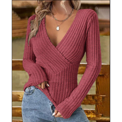 Damen Pullover V-Ausschnitt Figurbetonend Norvielle