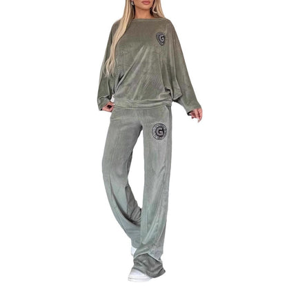 Damen Casual Velvet Loungewear-Set Weich Norvielle