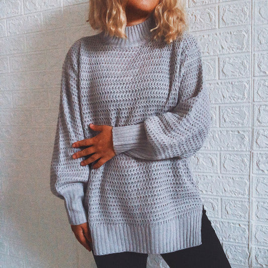 Damen Strickpullover Hochkragen Voluminöse Ärmel Norvielle - Norvielle