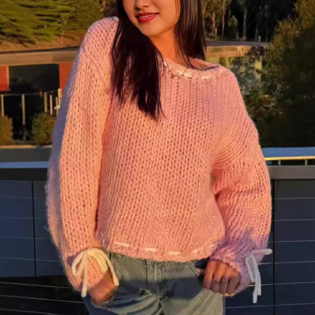 Damen Pullover Locker Kordelverschluss Norvielle