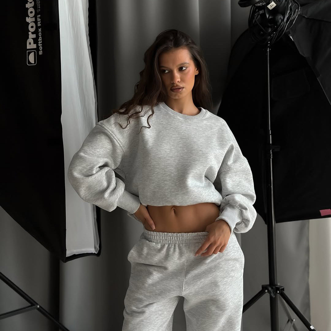 Damen Sportanzug Crop Weites Bein Norvielle