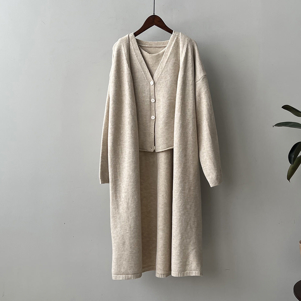 Damen Strickensemble V-Ausschnitt Knopf Norvielle