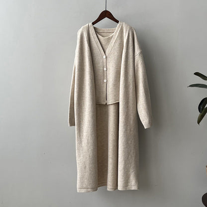 Damen Strickkleid mit Cardigan und Knöpfen Norvielle