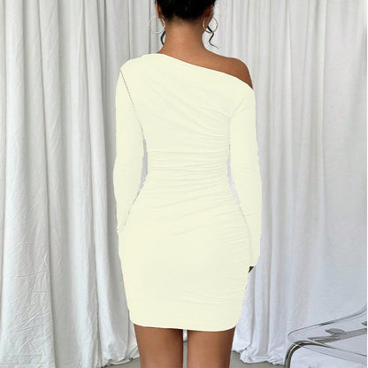 Damen Wickelkleid Asymmetrischer Schnitt Langer Arm Norvielle