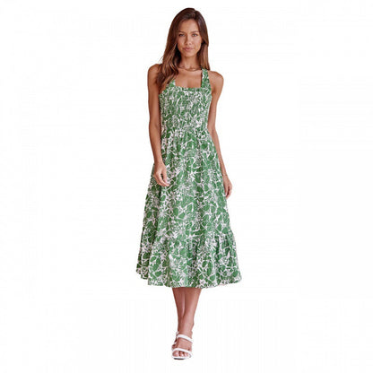 Damen Maxikleid Romantisch Florales Design Elastisch