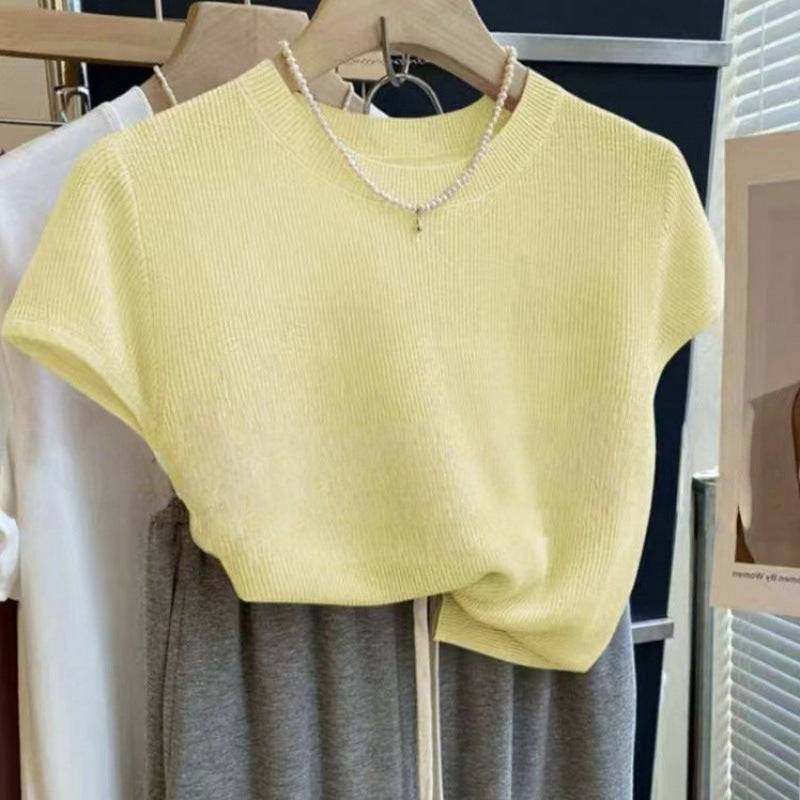Damen Strickshirt Kurzarm Norvielle