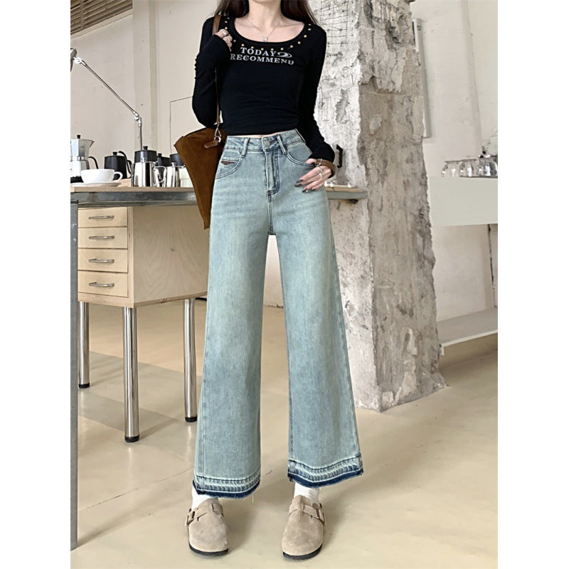 Damen Weite Denim-Hosen Hochbund Norvielle