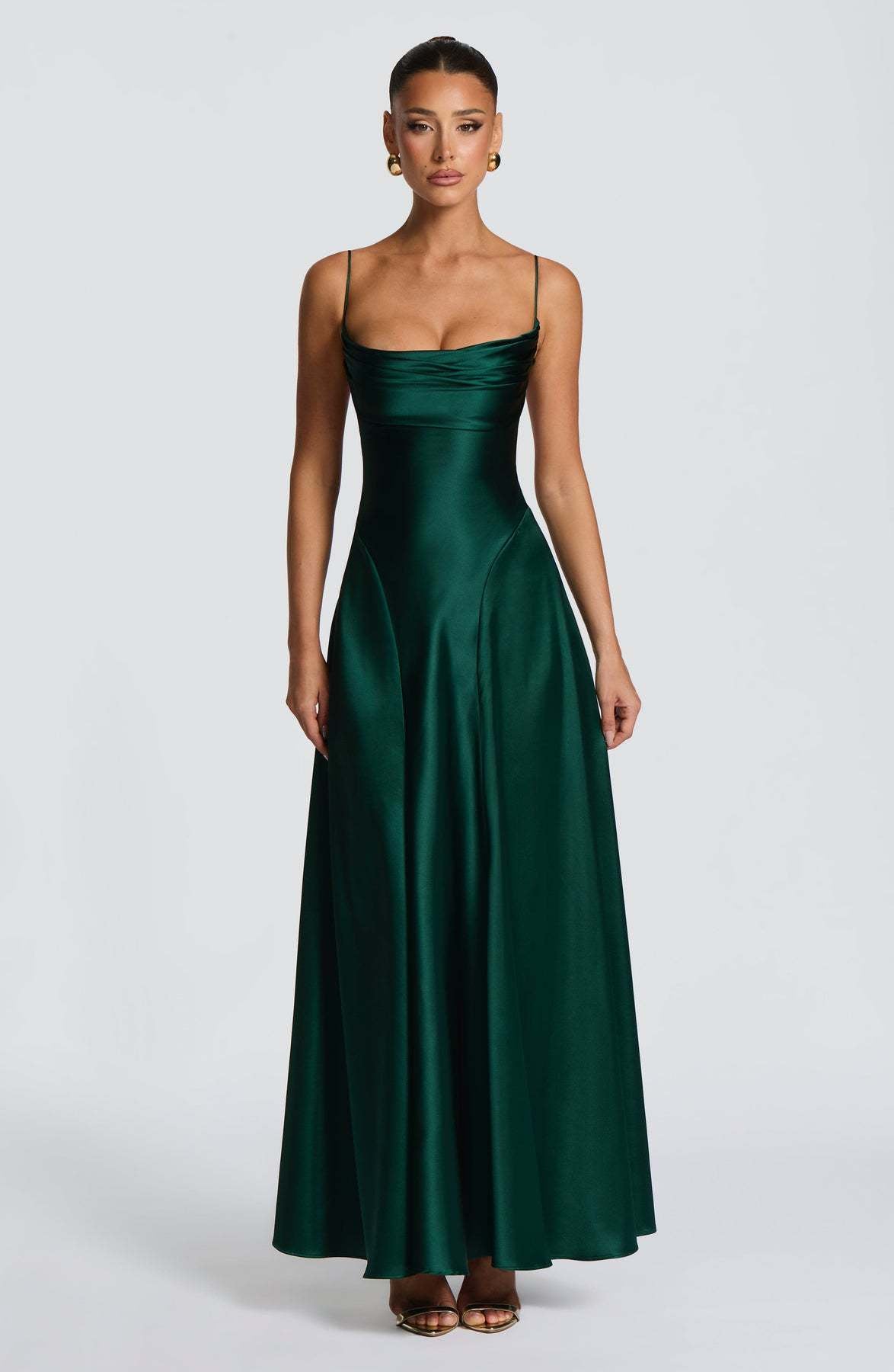 Damen Maxikleid Satin Elegantes Design Spaghetti-Träger