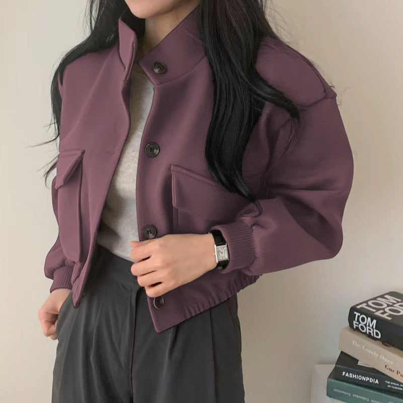 Damen Wollmix Jacke Oversized Lässig