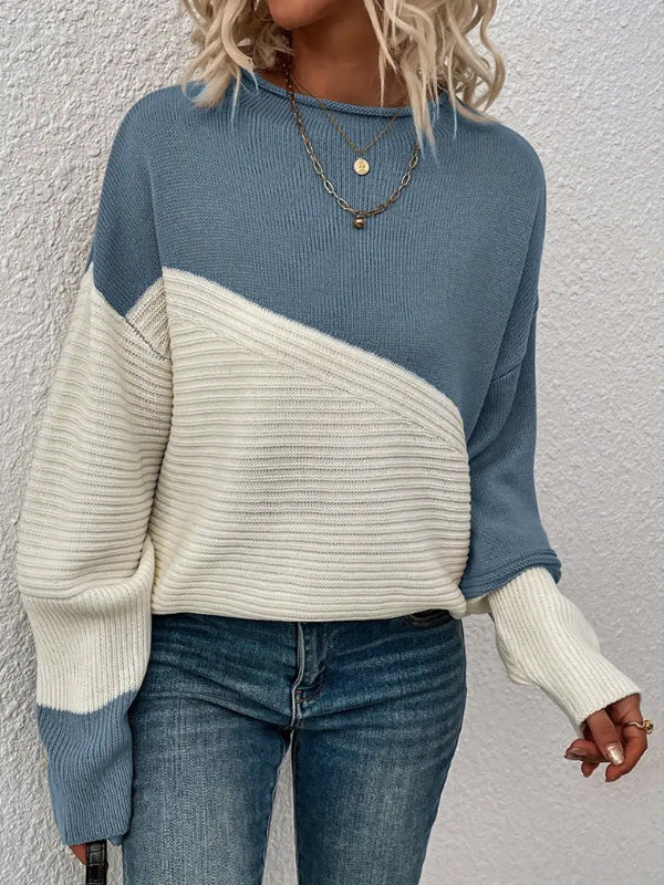 Damen Strickpullover Strukturiert Modern Farbblock Norvielle
