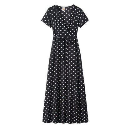 Damen Maxikleid Florales Wickeldesign Elegante Taillierung