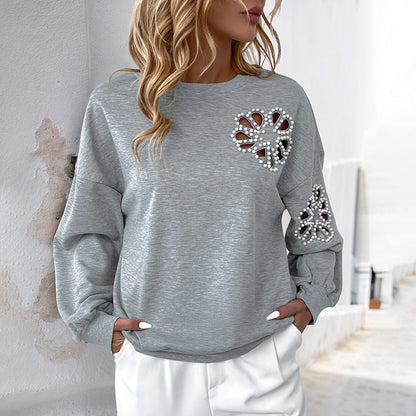 Damen Sweatshirt Lässig Elegant Perlendetails Norvielle