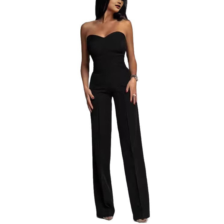 Damen Jumpsuit Herzförmiger Ausschnitt Weites Bein Norvielle