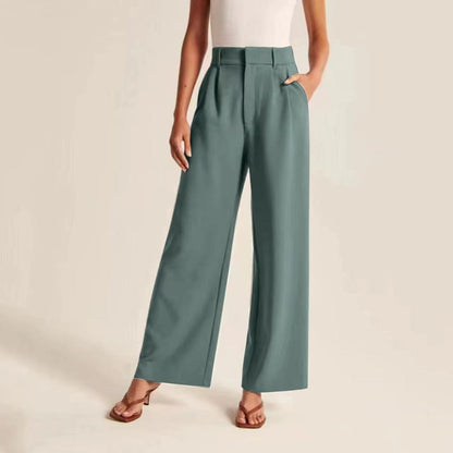 Elegante Damen High-Waist-Hose Wide-Leg Zeitloser Schnitt