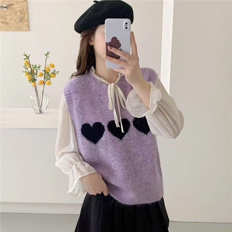 Damen Strickpullover Herzmotiv Norvielle