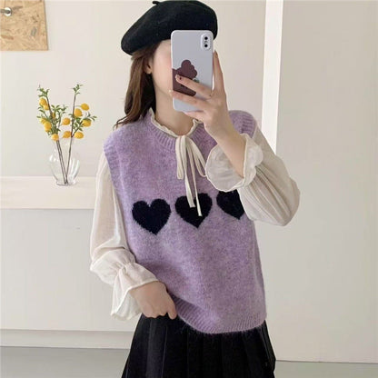 Damen Strickpullover Herzmotiv Norvielle