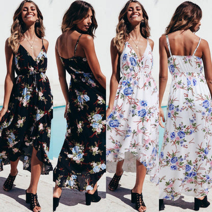 Damen Maxikleid V-Ausschnitt Floralmuster Norvielle