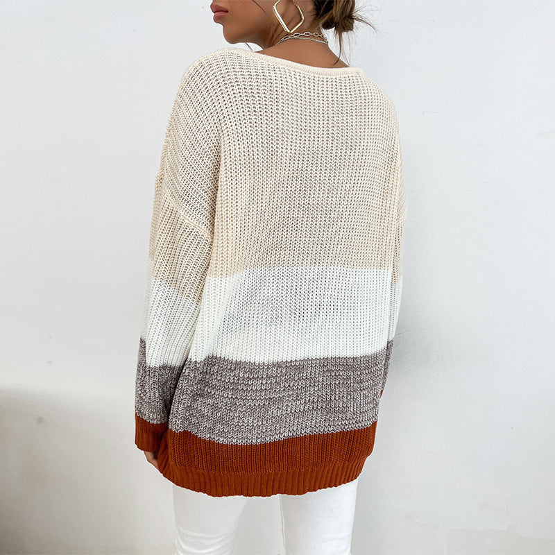 Damen Strickpullover mit Blockstreifen Norvielle