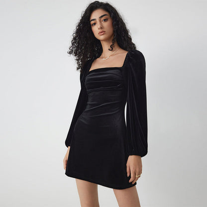 Damen Minikleid Puffärmel Quadrat-Ausschnitt Norvielle - Norvielle