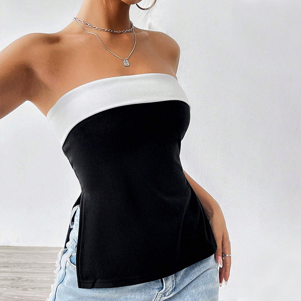 Damen Trägertop Figurbetonend Silhouette Kontrastdesign Norvielle - Norvielle
