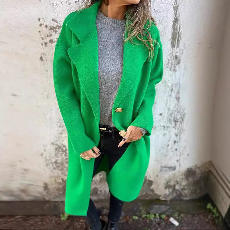 Damen Übergangsjacke Weites Design Knopfdetails Elegantes Design - Norvielle