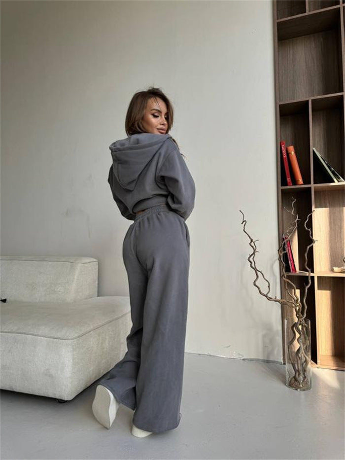 Damen Kapuzenoberteil und Hose Set Baumwolle Bequem