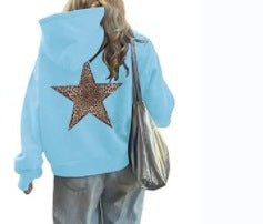 Damen Kapuzenpullover Leopardenstern-Design Norvielle