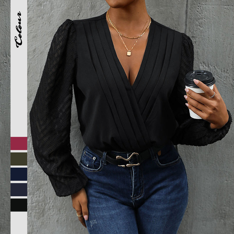 Damen Bodysuit Rüsche Transparent Ärmel Norvielle - Norvielle