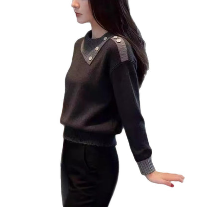 Damen Piqué Pullover mit Knöpfen Norvielle