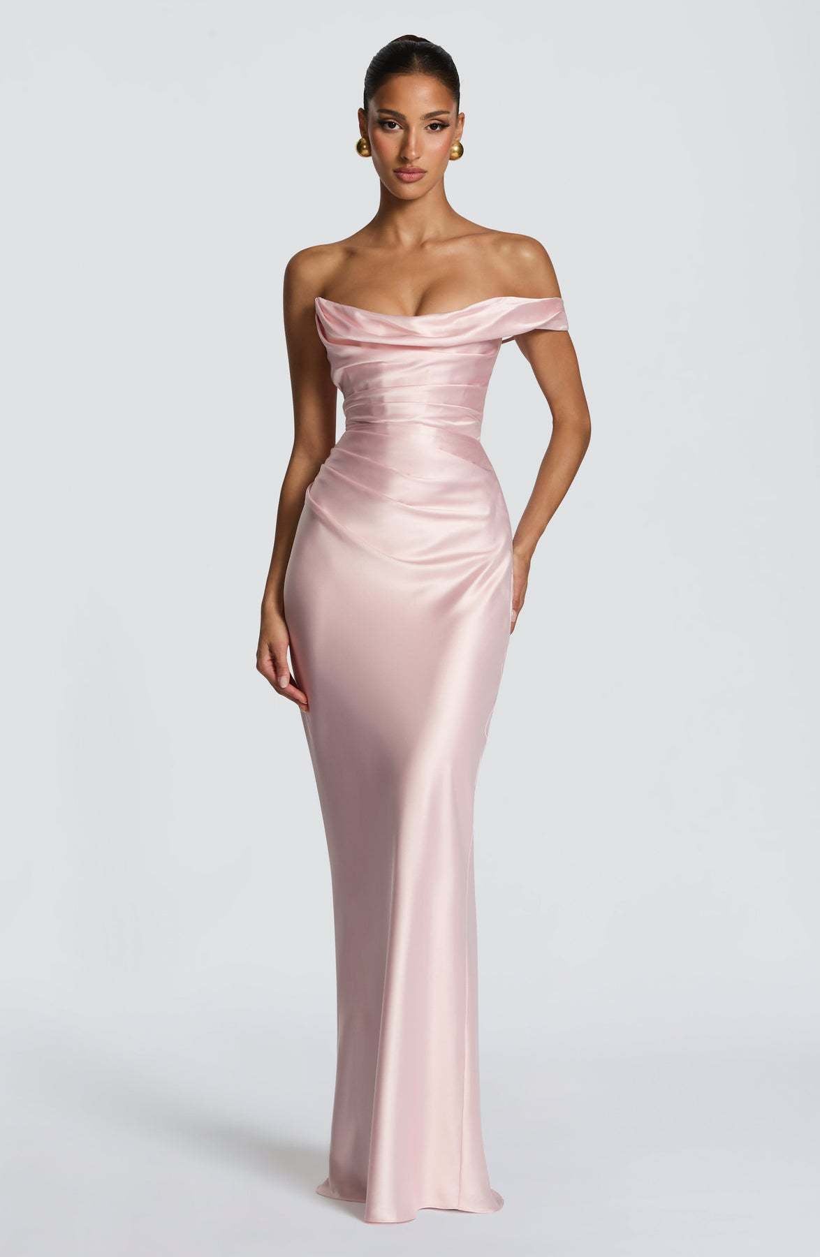 Damen Abendkleid Schulterfrei Satin Norvielle