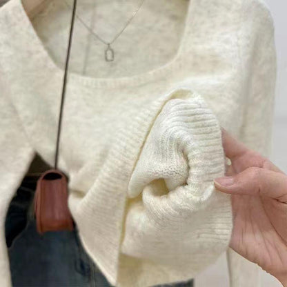 Damen Pullover Rundhals Feinestruktur Beige