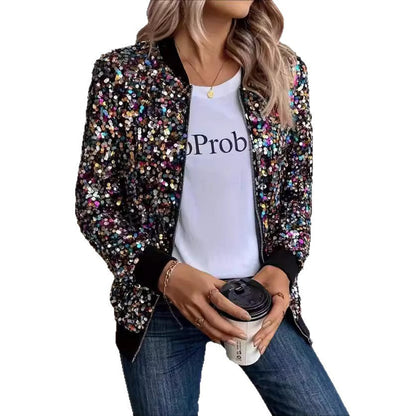 Damen Funktionsjacke Glitzer Pailletten Bequem Norvielle