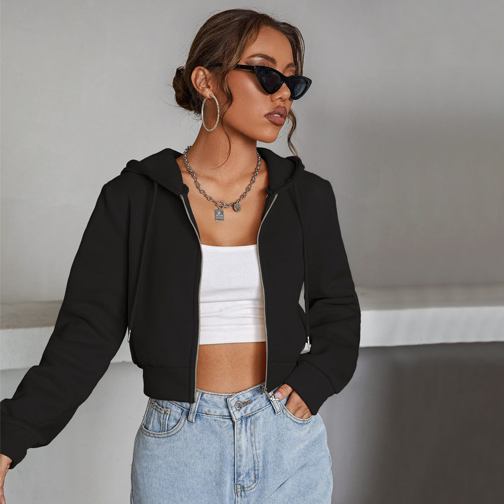 Damen Cropped Hoodie Jacke Weich Norvielle
