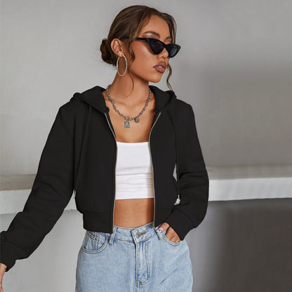 Damen Cropped Hoodie Jacke Weich Norvielle