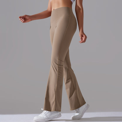 Damen Fitnesshose Flared High-Waist Sportleggings für Training
