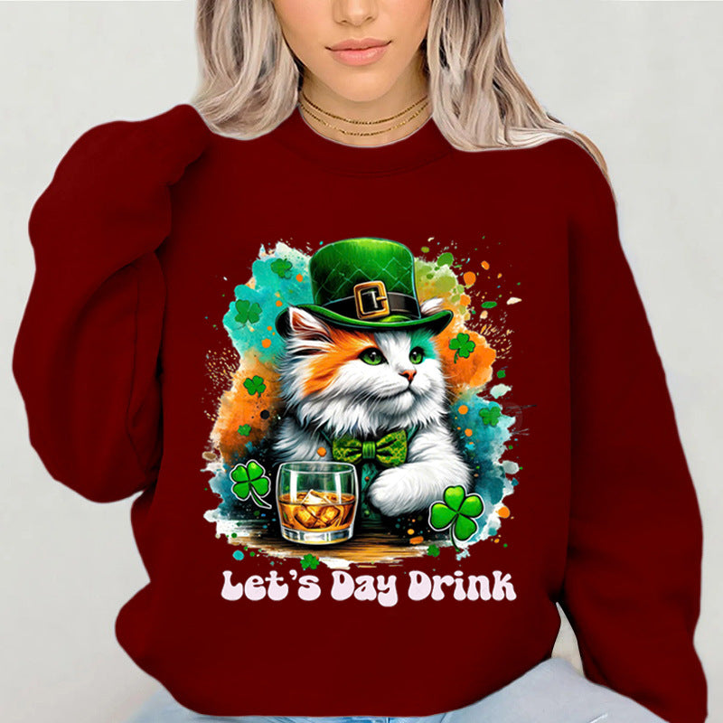 Damen Sweatshirt Katzenmotiv Lustig Weiß