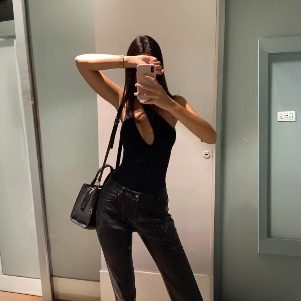 Damen Badeanzug Asymmetrisch Tiefes Dekolleté