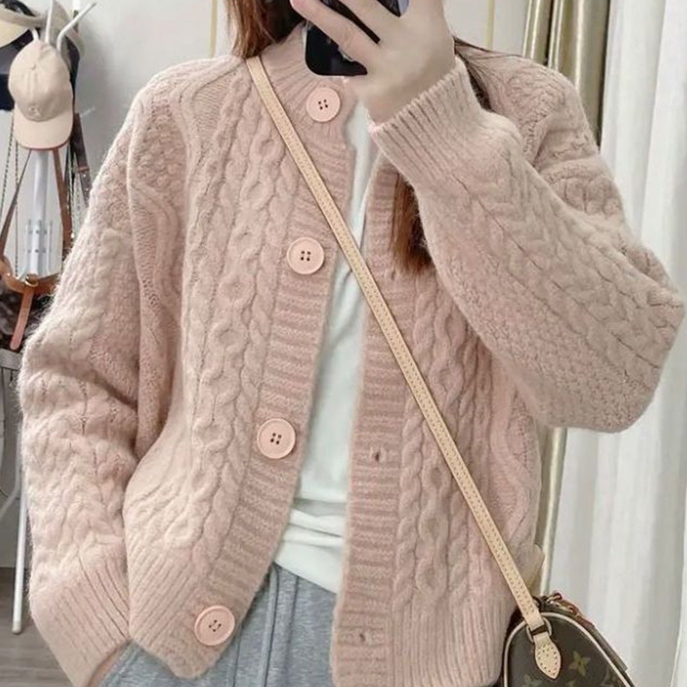 Damen Strickjacke Kuschelig Zopfmuster Norvielle