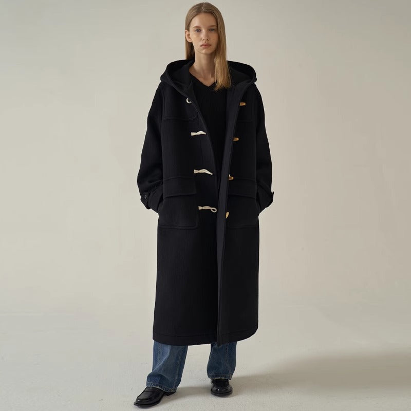 Damen Dufflecoat Lang Kapuze Norvielle