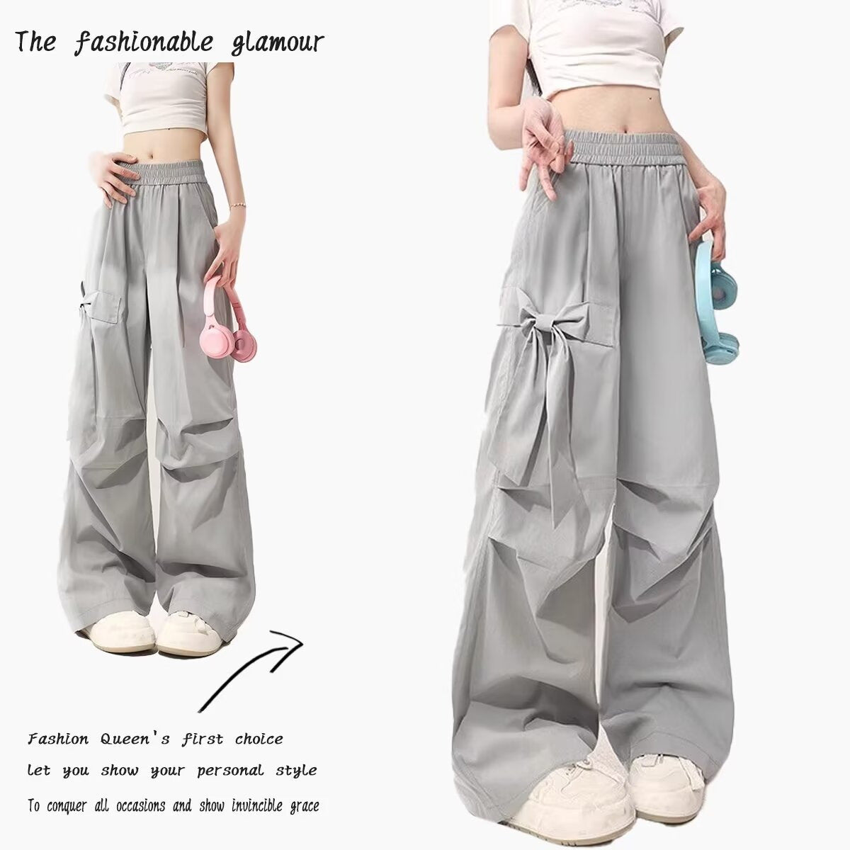 Damen Cargo-Hose Weites Bein Praktische Seitentaschen - Norvielle
