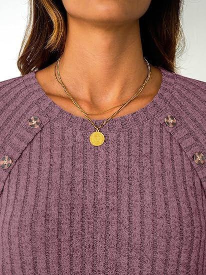 Damen Strickpullover Dekorative Knöpfe Norvielle