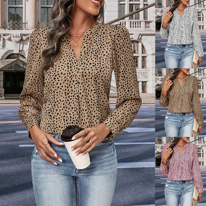 Damen Bluse Rüschendetails Punktmuster Norvielle - Norvielle