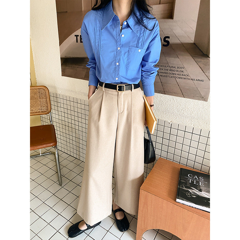 Damen Bluse Klassisch Falten Norvielle